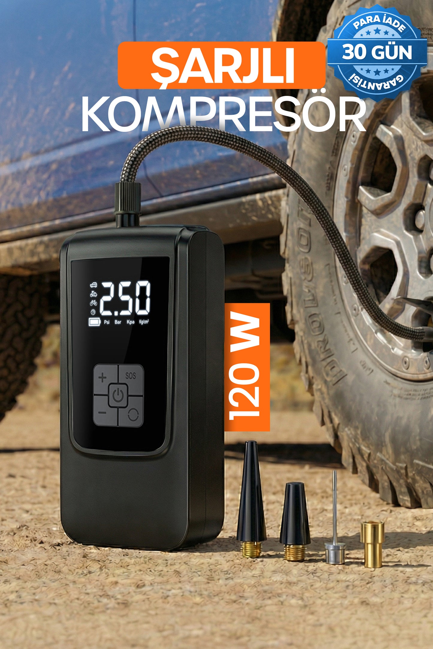 Şarjlı Taşınabilir Çok Amaçlı Kompresör