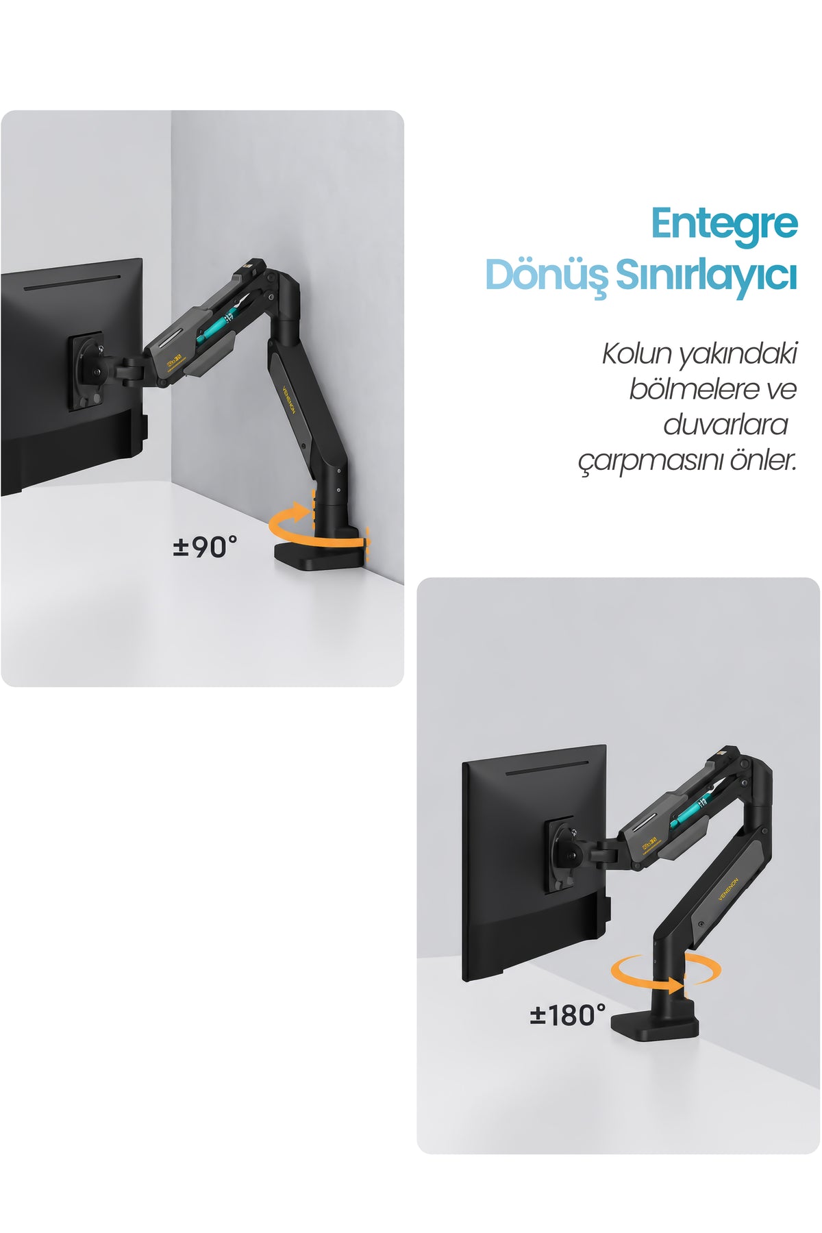 Armada Monitör Kolu Arm 75x75 – 200x200 VESA Uyumluluğu — 24"–57" 30kg Kapasiteli