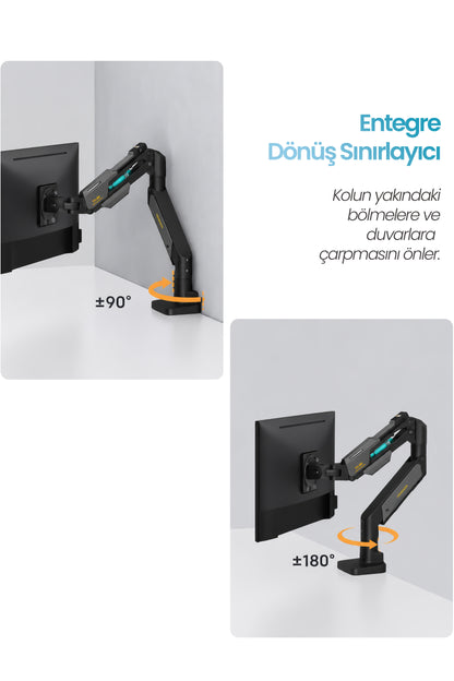 Armada Monitör Kolu Arm 75x75 – 200x200 VESA Uyumluluğu — 24"–57" 30kg Kapasiteli