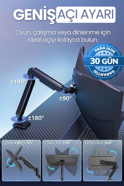 Hareketli Monitör Kolu 2026 Ergonomik Gazlı