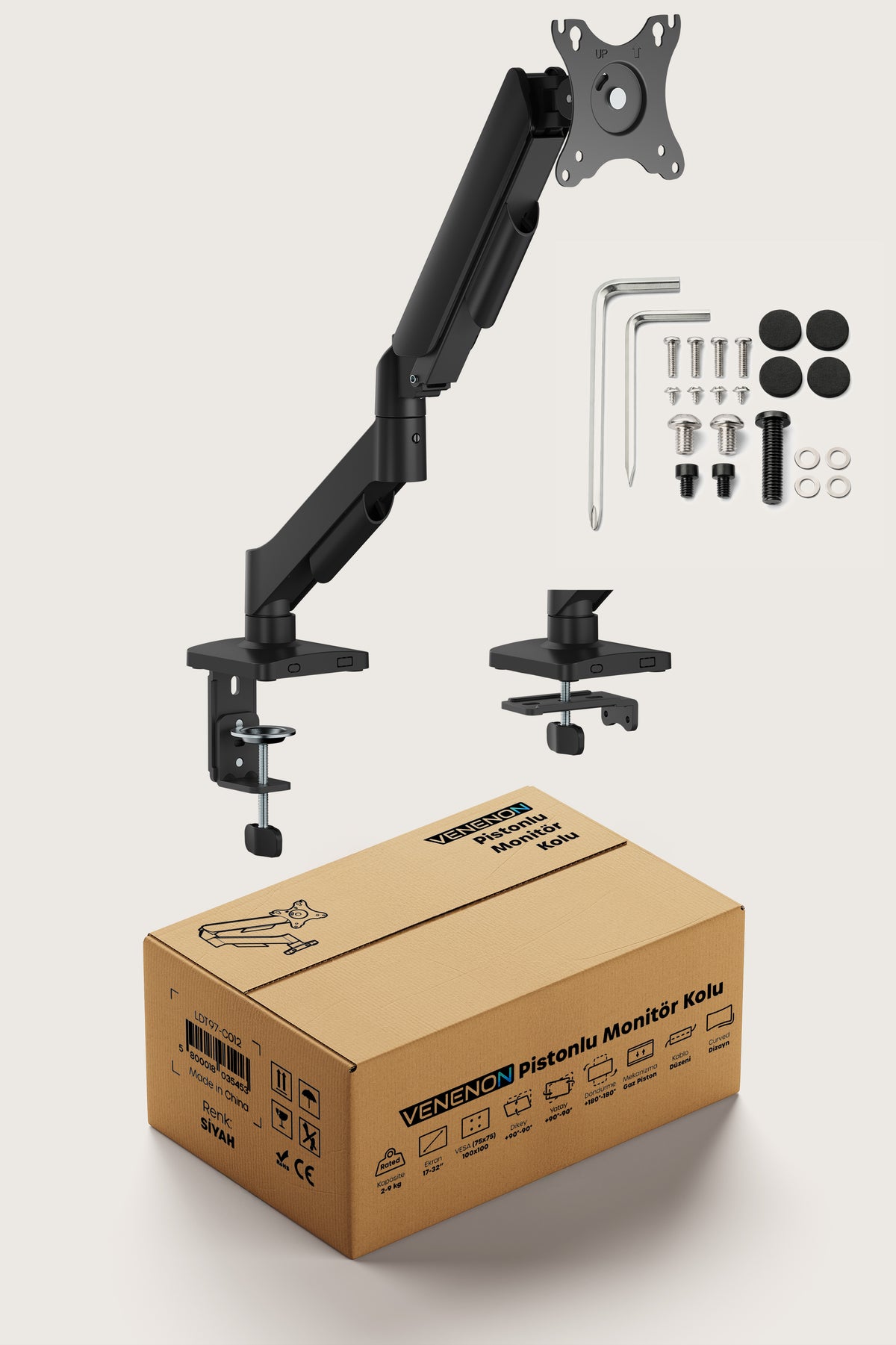 Hareketli Monitör Kolu 2026 Ergonomik Gazlı