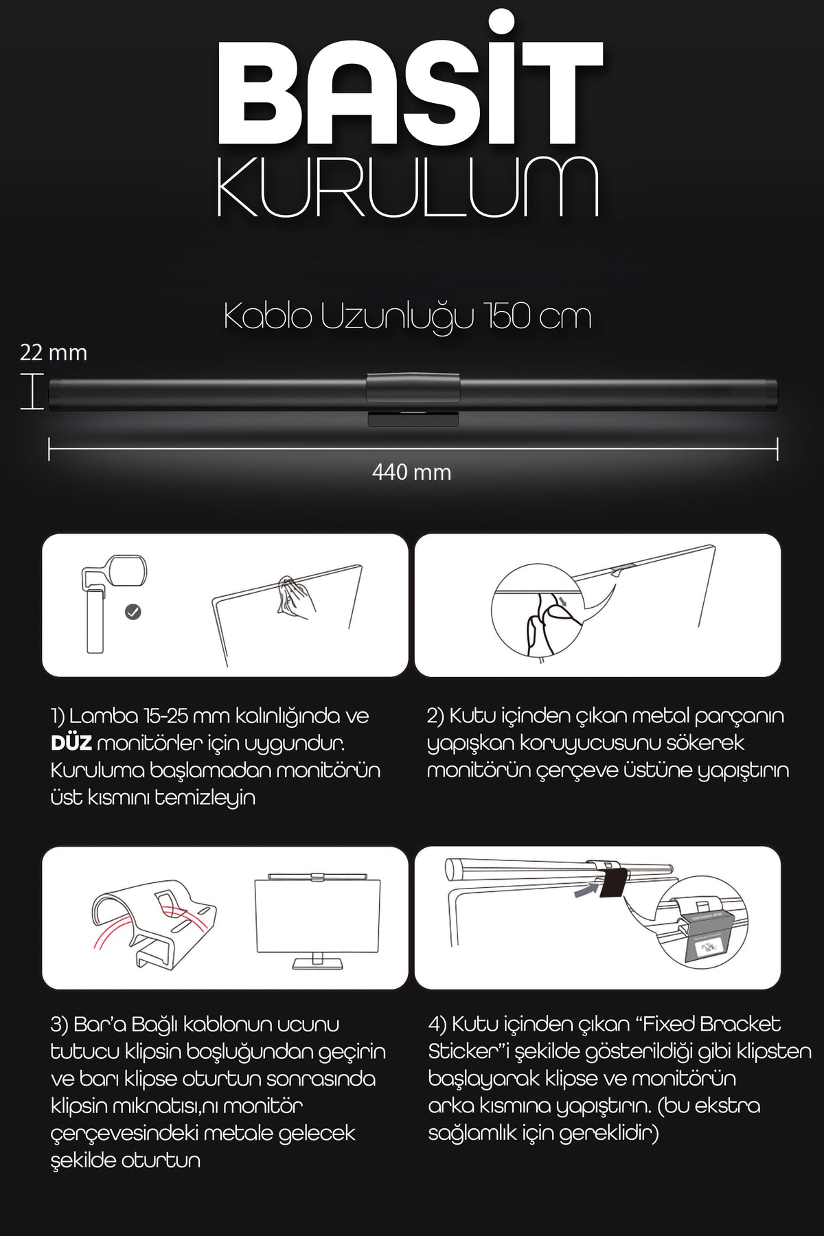 Monitör Lambası Kumandalı