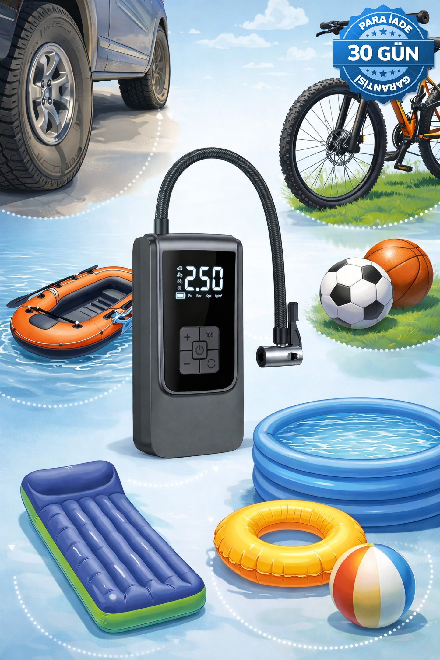 Şarjlı Taşınabilir Çok Amaçlı Kompresör