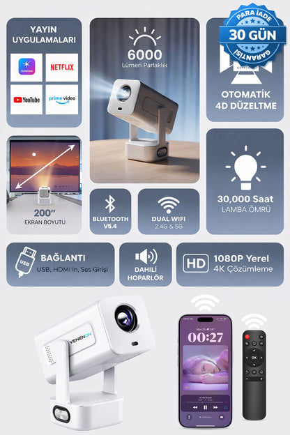 Sun602 Ev Sineması Projektör Auto Focus